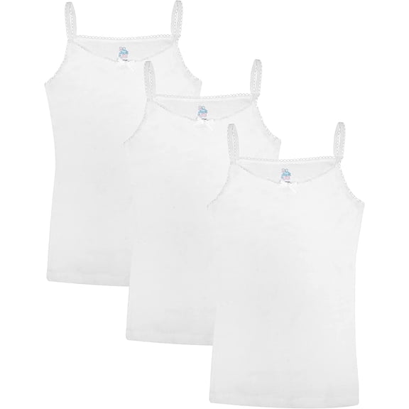 Jack & Jill Girls Undershirts - Cami Tank Top - White Tank Top - 100% Cotton - 3 Pack (Size 6)