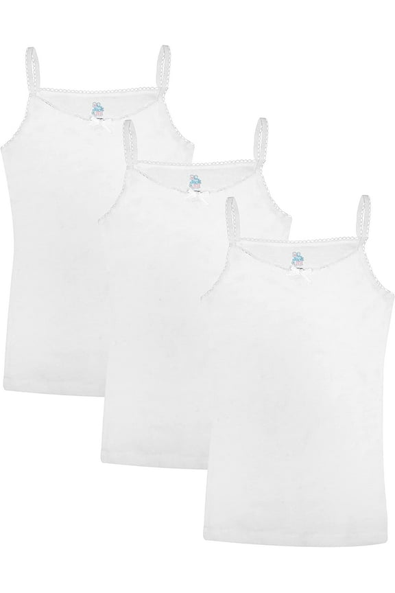 Jack & Jill Girls Undershirts - Cami Tank Top - White Tank Top - 100% Cotton (Size 2)