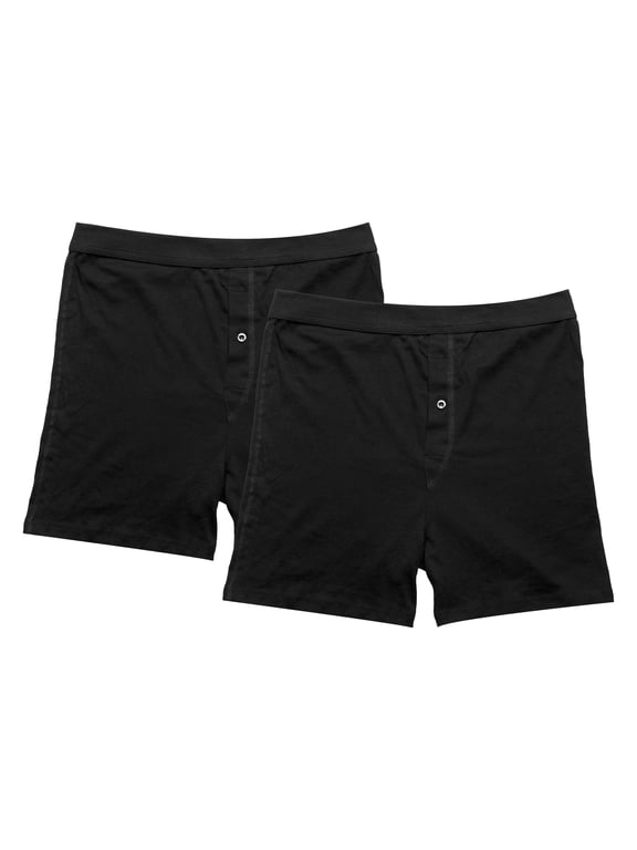 Jack & Jill Men's Casual Black Knit Boxer Shorts, 2-Pack,X-Large