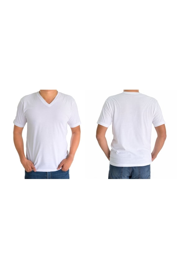 Jack & Jill Men's V-Neck T-Shirts 100% Cotton 2 Pack (Size Large) White