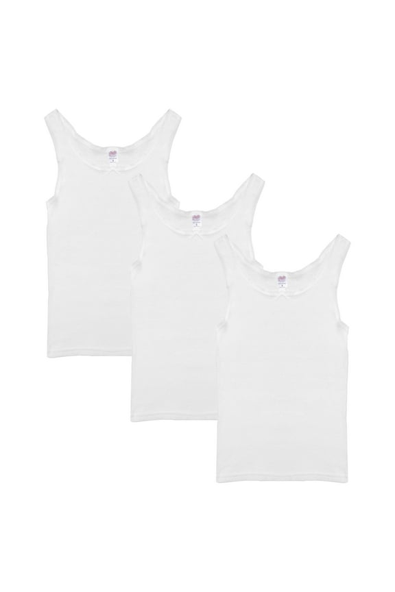 Jack & Jill Tank Tops Girls - White Undershirt - Tank Top Undershirt Soft & Breathable 100% Cotton (Size 6)