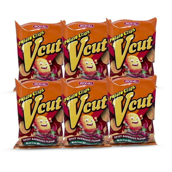 Jack & Jill V-Cut Potato Chips Spicy Barbecue, Pack of 6