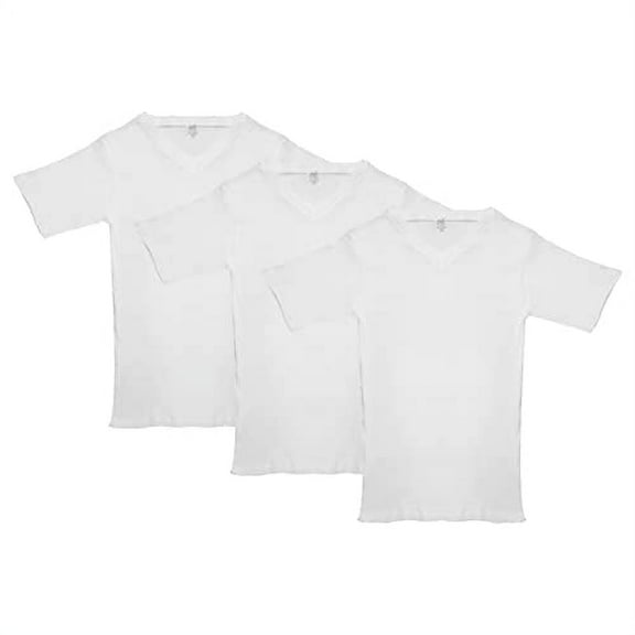 Jack & Jill' V-Neck Short Sleeve Undershirts for Boys - T Shirts for Boys - Loose Fit Design White Undershirt - 100% Combed Cotton (Size 14)