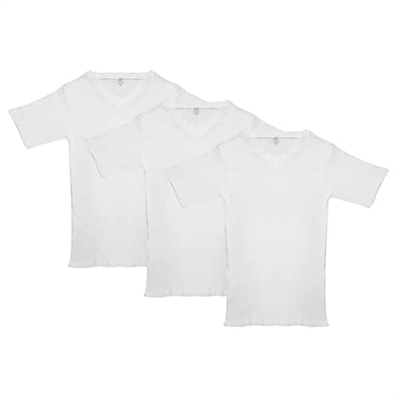 Jack & Jill V-Neck Short Sleeve Undershirts for Boys - T Shirts for Boys - Loose-fit Design White Undershirt - Made of Combed Cotton (Size 12)