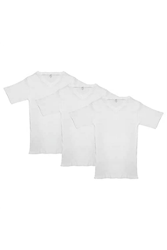 Jack & Jill V-Neck Short Sleeve Undershirts for Boys - T Shirts for Boys - Loose-fit Design White Undershirt - Made of Combed Cotton (Size 3)