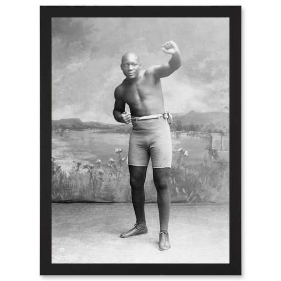 Jack Johnson Boxer Champion World Fist A4 Artwork Framed Wall Art Print