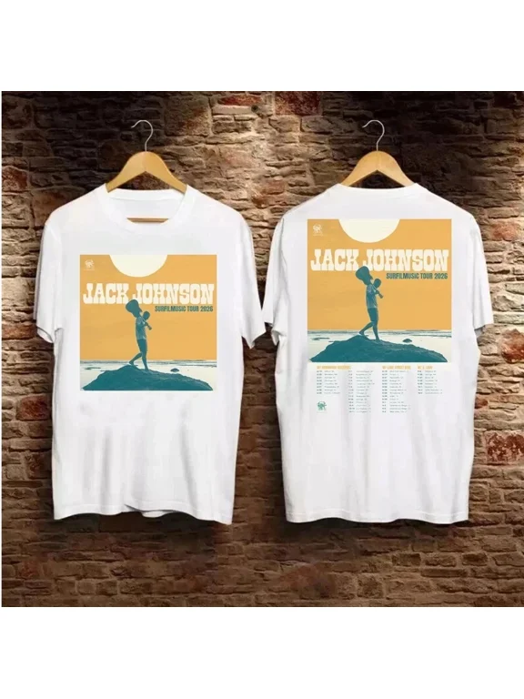 Jack Johnson Surfilmusic Summer Tour 2026 Graphic T-Shirt,White Color,Size XL