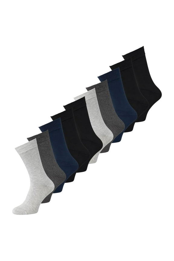 Jack&Jones Men's Bamboo Socks 10 Pack - Jacbasic, One Size Grey/Blue/Black 40-46 (Uk 7-11)