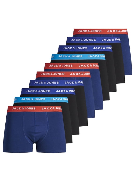Men's Boxer Shorts, 10-Pack - Jaclee Trunks, Cotton Stretch Black/Blue 2Xl