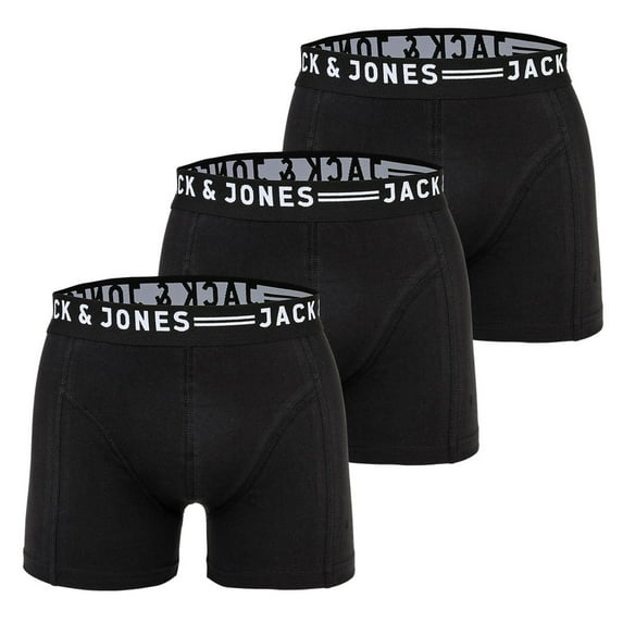 Jack & Jones Men's Boxer Shorts, 3-Pack - Sense Trunks, Cotton Stretch Black L (Large)