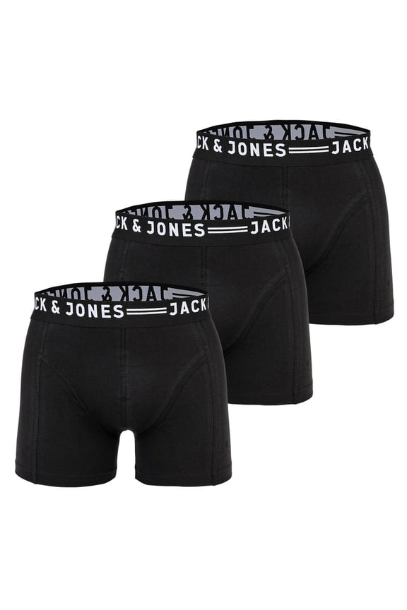 Men's Boxer Shorts, 3-Pack - Sense Trunks, Cotton Stretch Black L (Large)