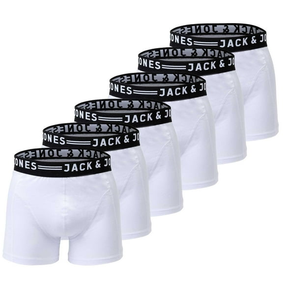 Jack & Jones Men's Boxer Shorts, 3-Pack - Sense Trunks, Cotton Stretch White S (Small)