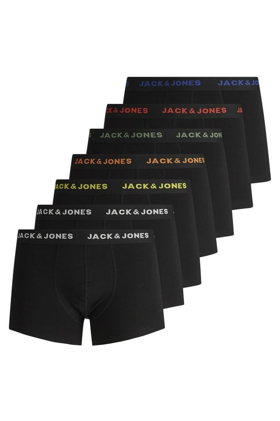 Men's Boxer Shorts, 7-Pack - Jacbasic Trunks, Cotton Stretch Black 2Xl