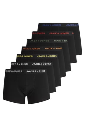 Men's Boxer Shorts, 7-Pack - Jacbasic Trunks, Cotton Stretch Black L (Large)
