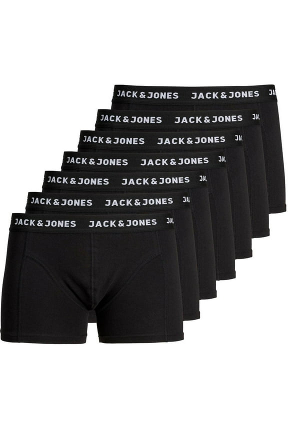 Men's Boxer Shorts, 7-Pack - Jachuey Trunks, Cotton Stretch Black L (Large)