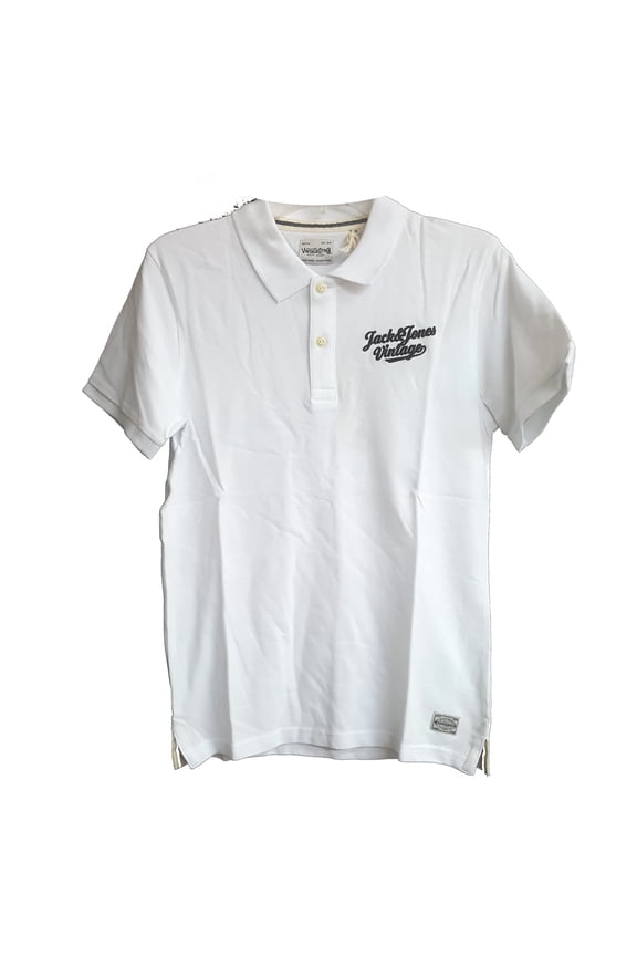 Jack Jones Men's Logo Polo Shirt, White, Medium