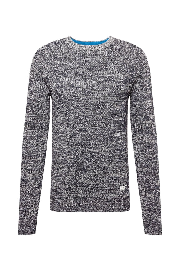 Mens Pannel Knit Crew Neck Sweater, Navy/White, XX-Large