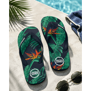 Jack & Jones Mens Tropical Palm Leaf Flip Flops Size 9/10 Beach Summer Sandals