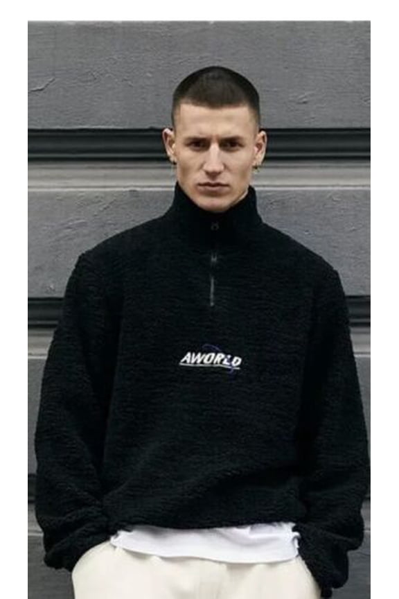 Mens Teddy High Neck Fleece Sweatshirt