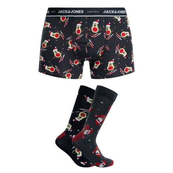 Jack & Jones Xmas Avocado Trunks & 2 Pack Socks Gift Box, Blue