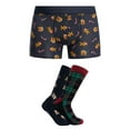 thumbnail image 1 of Jack & Jones Xmas Check Socks & Trunk Gift Box, Blue, 1 of 10