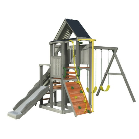 Jack & June Haven Cedar Swing Set with 2 Swings, 2 Slides, and Accessories