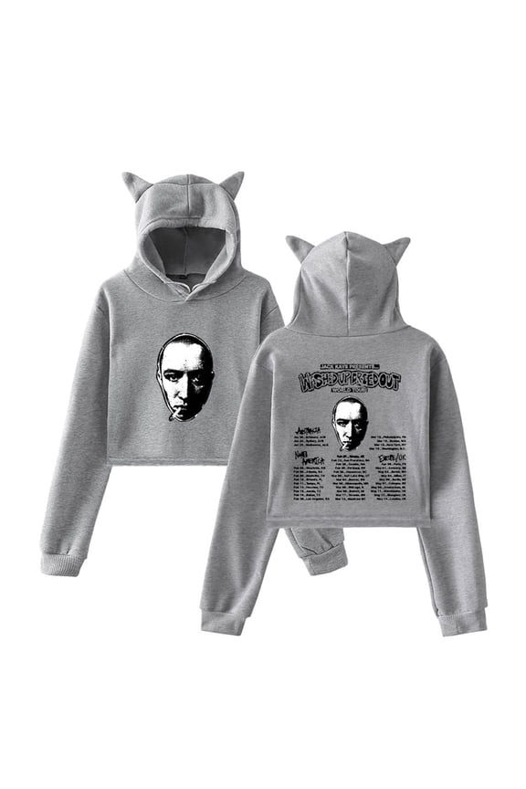 Jack Kays 2025 Washed Up Dried Out World Tour Unisex Short Sleeve Cat Ear Hoodie Casual Streetwear Sweatshirt
