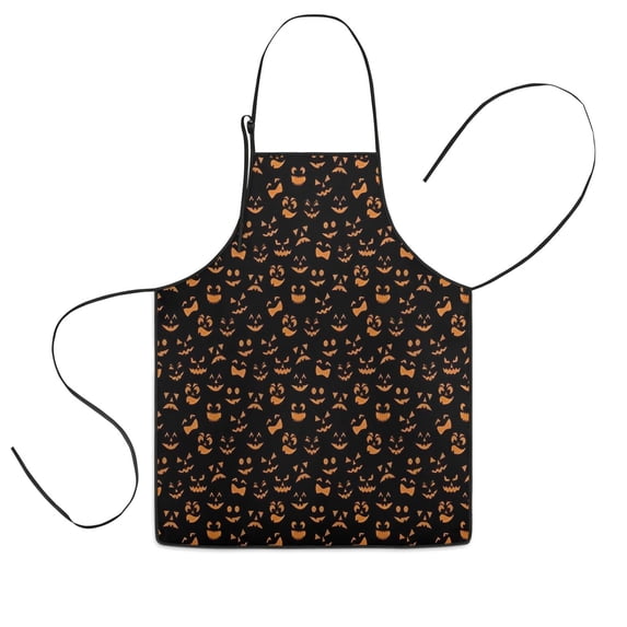 Jack Lantern Faces Halloween Pattern Kids Aprons for Girls and Boys,Adjustable Neck Strap Toddler Aprons for Kids Cooking Baking