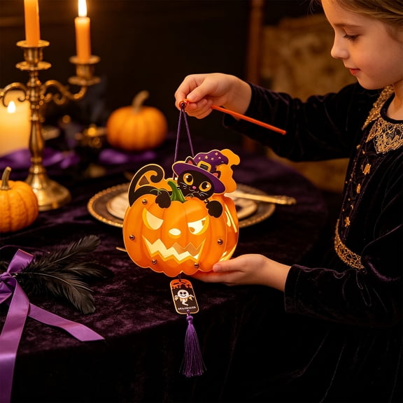 Jack Lantern Light O Outdoor Pumpkin Diy Paper Up Fun Set, Decor Jack Lantern O Plastic Pumpkins Craft Kit, Battery Lights Operated Pumpkin Display Decor Use Accent Art