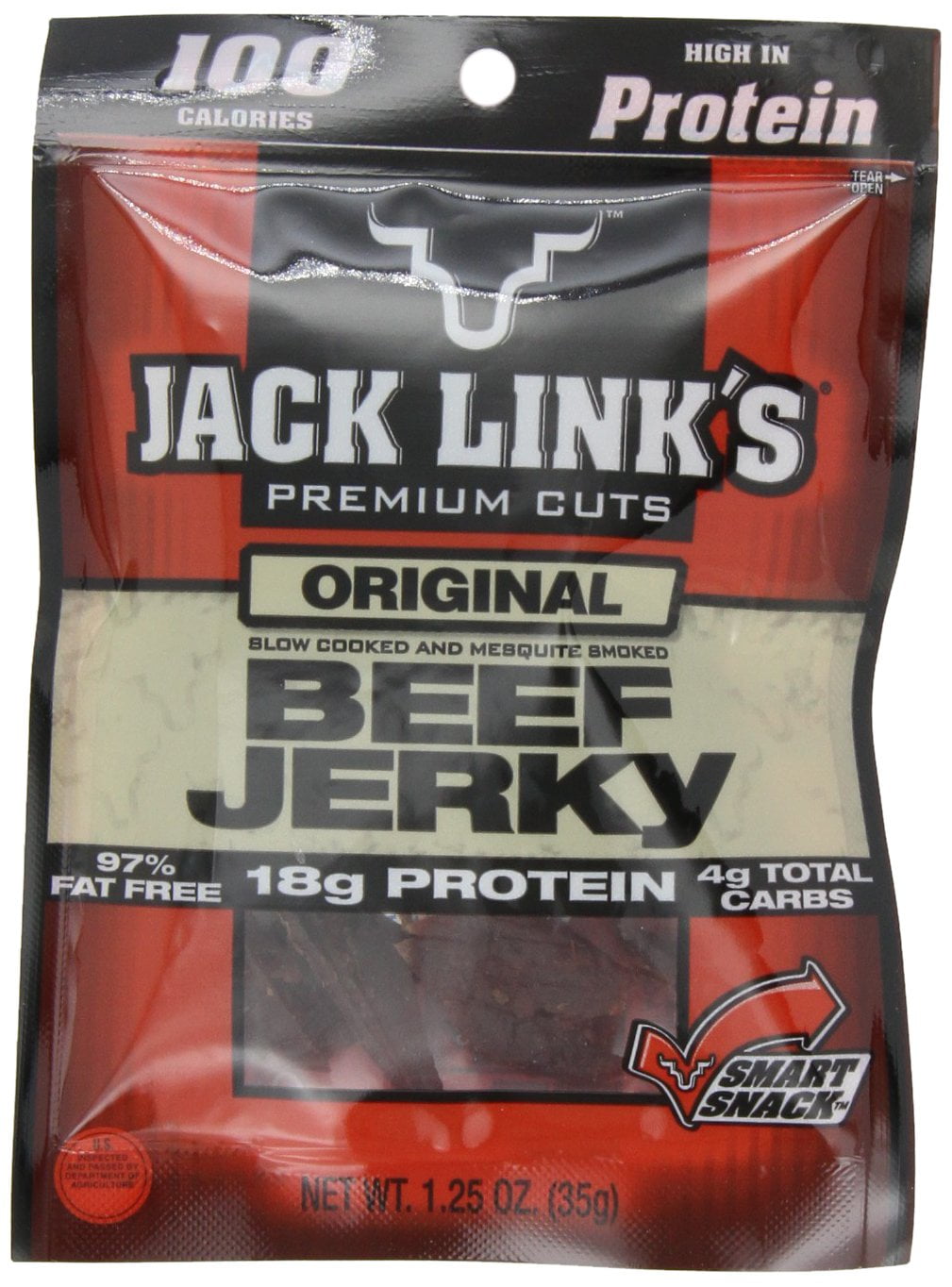 Jack Link,S Beef Jerky, 100 Calorie Pack, Original, 1.25Ounce Bags