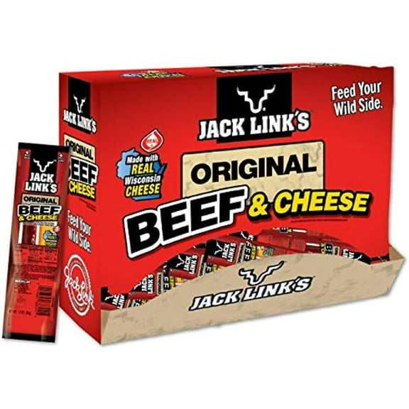 Jack LinkS Original Beef & Cheese Combo Pack, 1.2 Oz., Pack Of 48 Original 100% Beef Stick And Cheese Stick Made With Real Wisconsin Cheese - 7G Protein, Made With Beef