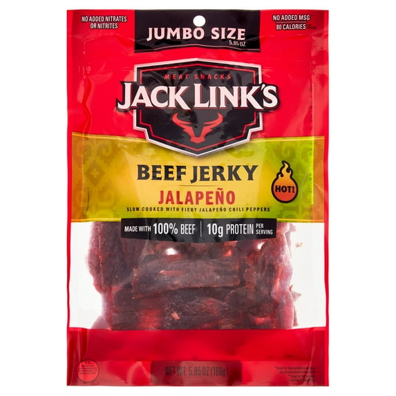 Jack Link's 100% Beef Jalapeno Beef Jerky 5.85oz Resealable Bag