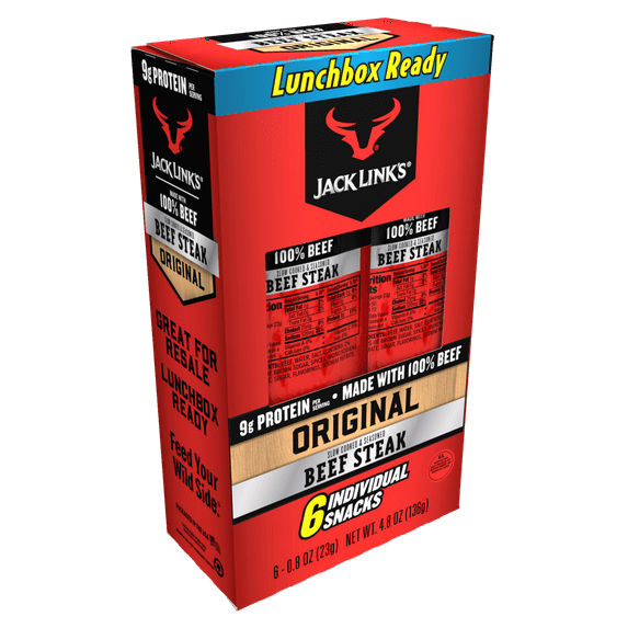 Jack Link's 100% Beef Original Beef Steak 0.8oz 6 Count Box