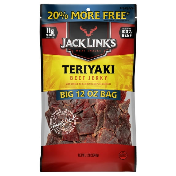Jack Link's 100% Beef Teriyaki Beef Jerky 12oz Resealable Bag