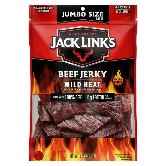 Jack Link's 100% Beef Wild Heat Beef Jerky 5.85oz Resealable Bag