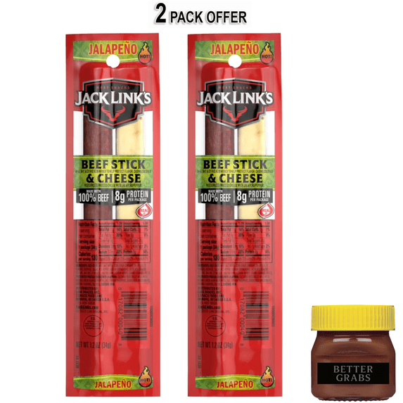 Jack Link's Beef & Cheese Snack Sticks, Protein Snack, 1.2 OZ