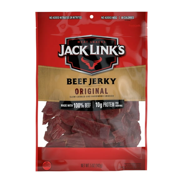 Jack Link’s Beef Jerky, Original, Made with 100% Beef, 10g of Protein per Serving, 5 oz, Resealable Bag