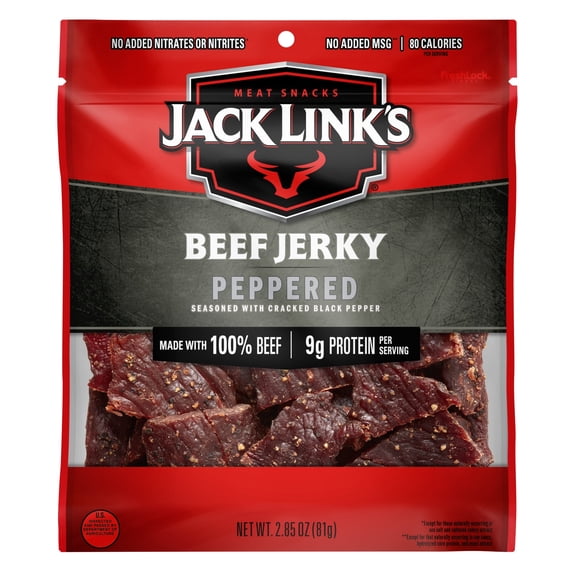 Jack Link’s Beef Jerky, Peppered, 100% Beef, 11g of Protein per Serving, 2.85 oz (Pack of 6)