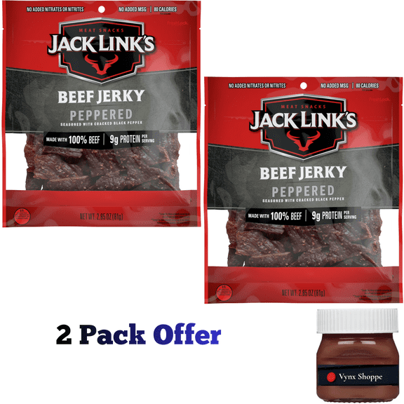 Jack Links Beef Jerky, Peppered, 100% Beef, 9g of Protein per Serving, 2.85 oz Bag
