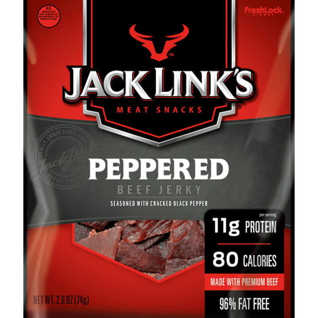 Jack Link's Beef Jerky Peppered, Meat Snack, 2.6Oz