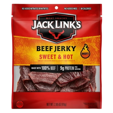 Jack Link’s Beef Jerky, Sweet & Hot, 100% Beef, 9g of Protein per Serving, 2.85 oz Bag (Pack of 4)