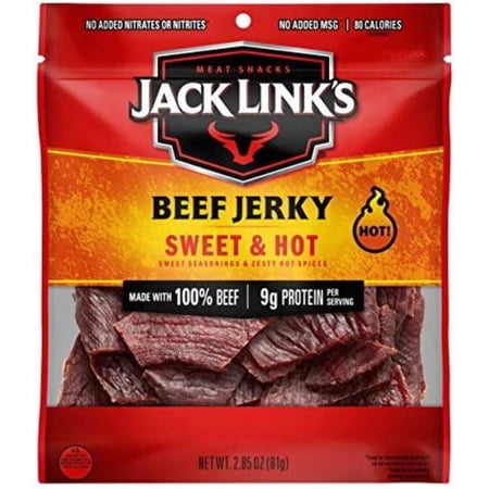 Jack Link’s Beef Jerky, Sweet & Hot, 100% Beef, 9g of Protein per Serving, 2.85 oz Bag