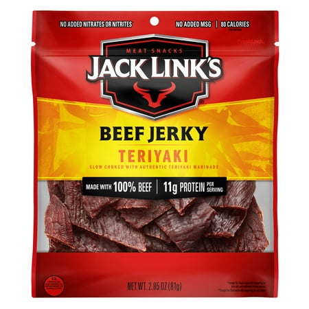 Jack Link’s Beef Jerky, Teriyaki, 100% Beef, 11g of Protein per Serving, 2.85 oz Bag