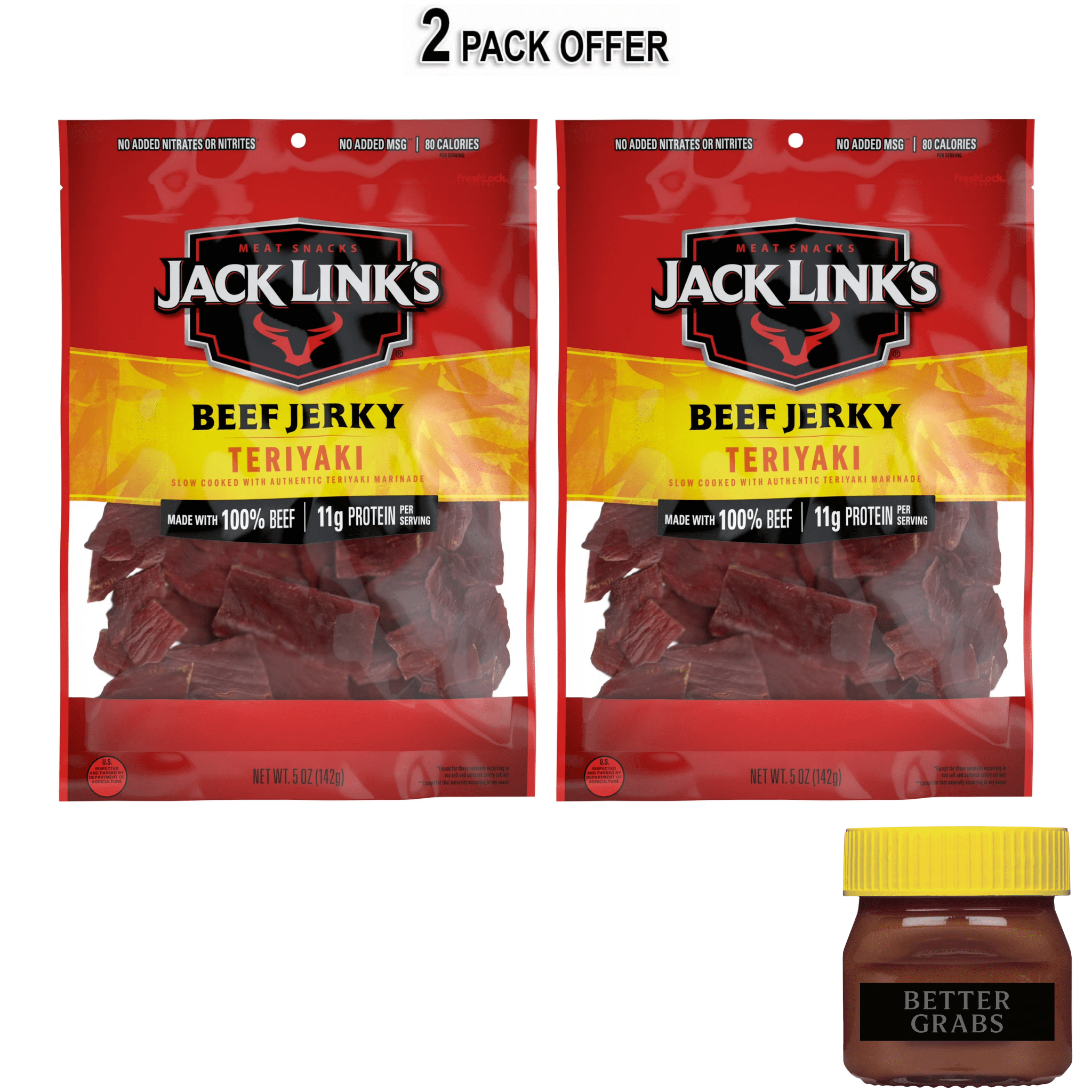 Jack Link’s Beef Jerky, Teriyaki, Made with 100% Beef, 11g of Protein per Serving, 5 Ounce
