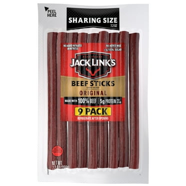 Jack Link’s Beef Stick Multipack, Original Flavor, Made with 100% Beef, 5g of Protein per Stick, 7.2 oz 9-Pack, 0.8 oz Beef Sticks