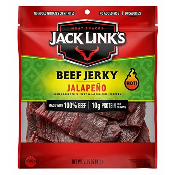 Jack Link's Carne Seca Beef Jerky Jalapeno 2.85 oz (Pack of 48)