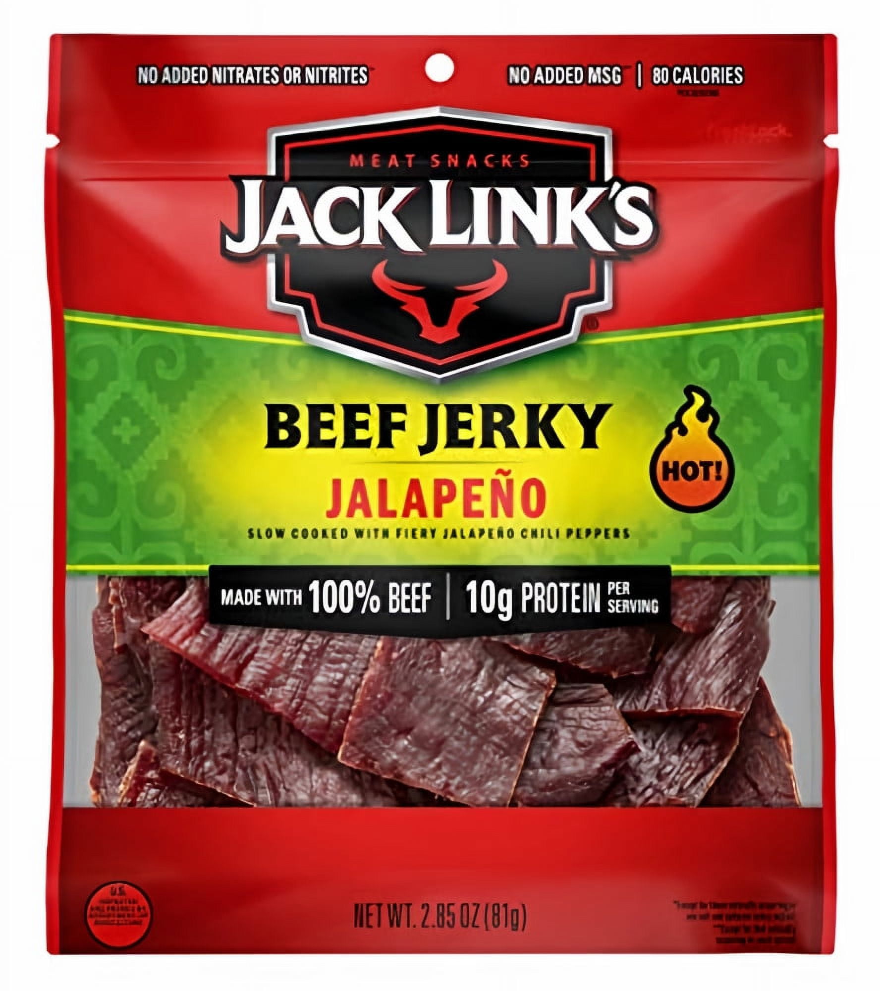 Jack Link's Carne Seca Beef Jerky Jalapeno 2.85 oz (Pack of 4)