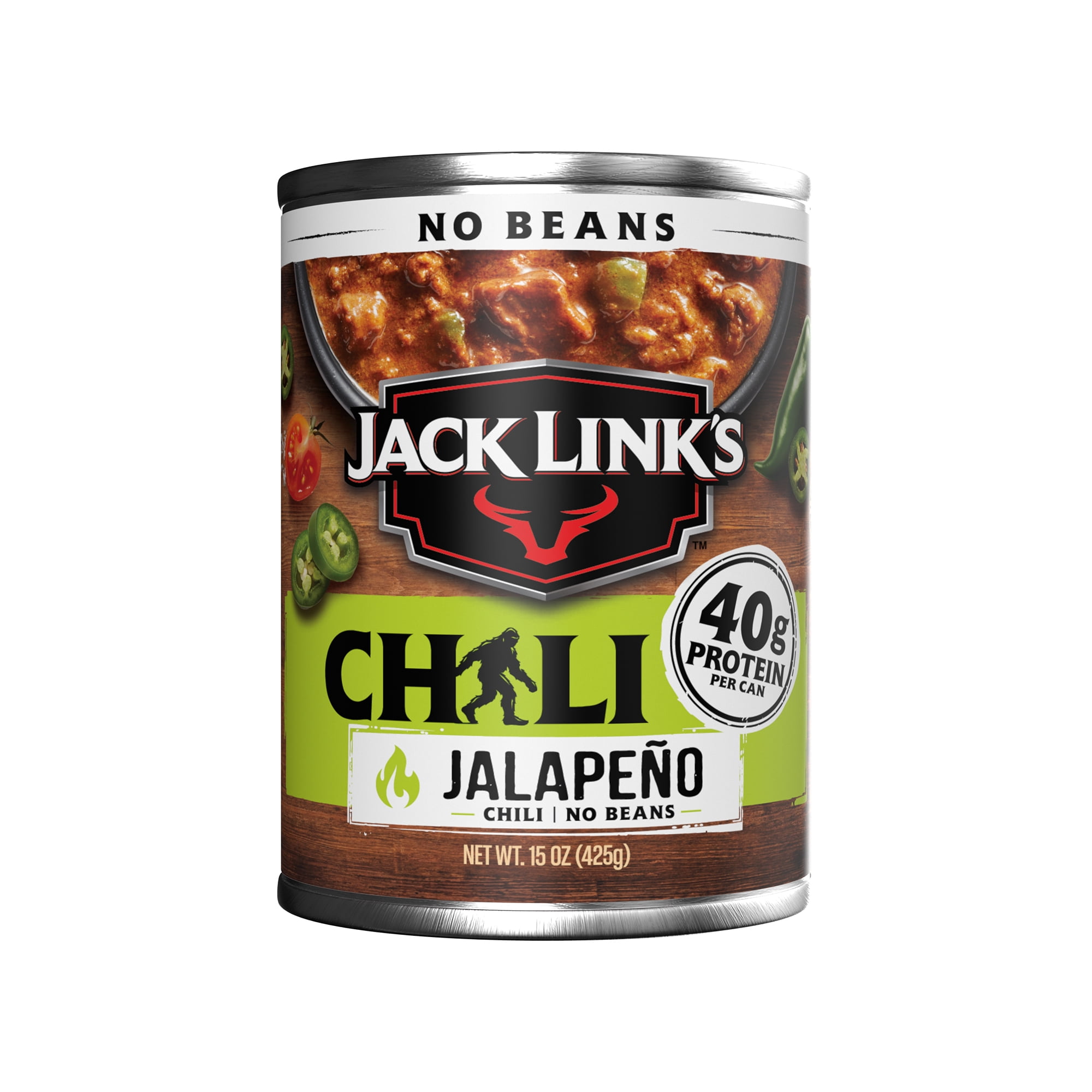 Jack Link's Chili, Jalapeño Flavored, No Beans, 15Ounce Can, Hearty Chili Made with 100% Beef