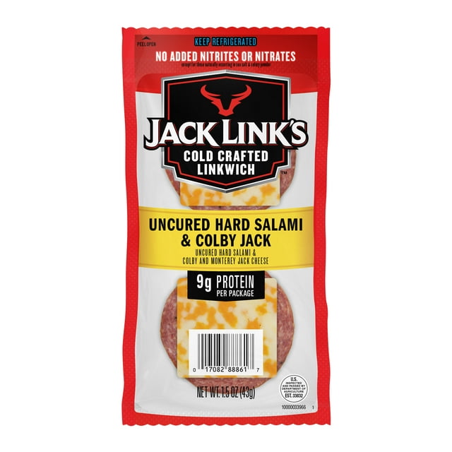 Jack Link's Cold Crafted Convenient, Grab n Go Linkwich Pack with Hard Salami & Colby Jack Cheese 1.5oz  and 9g Protein