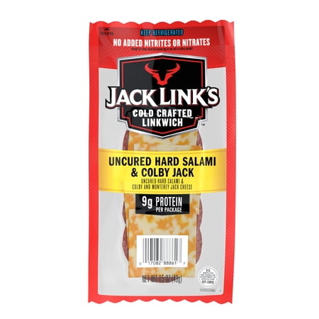 Jack Link's Hard Salami & Colby Jack Cheese Linkwich, Cold Crafted®, 1.5 oz Each, Individually Wrapped